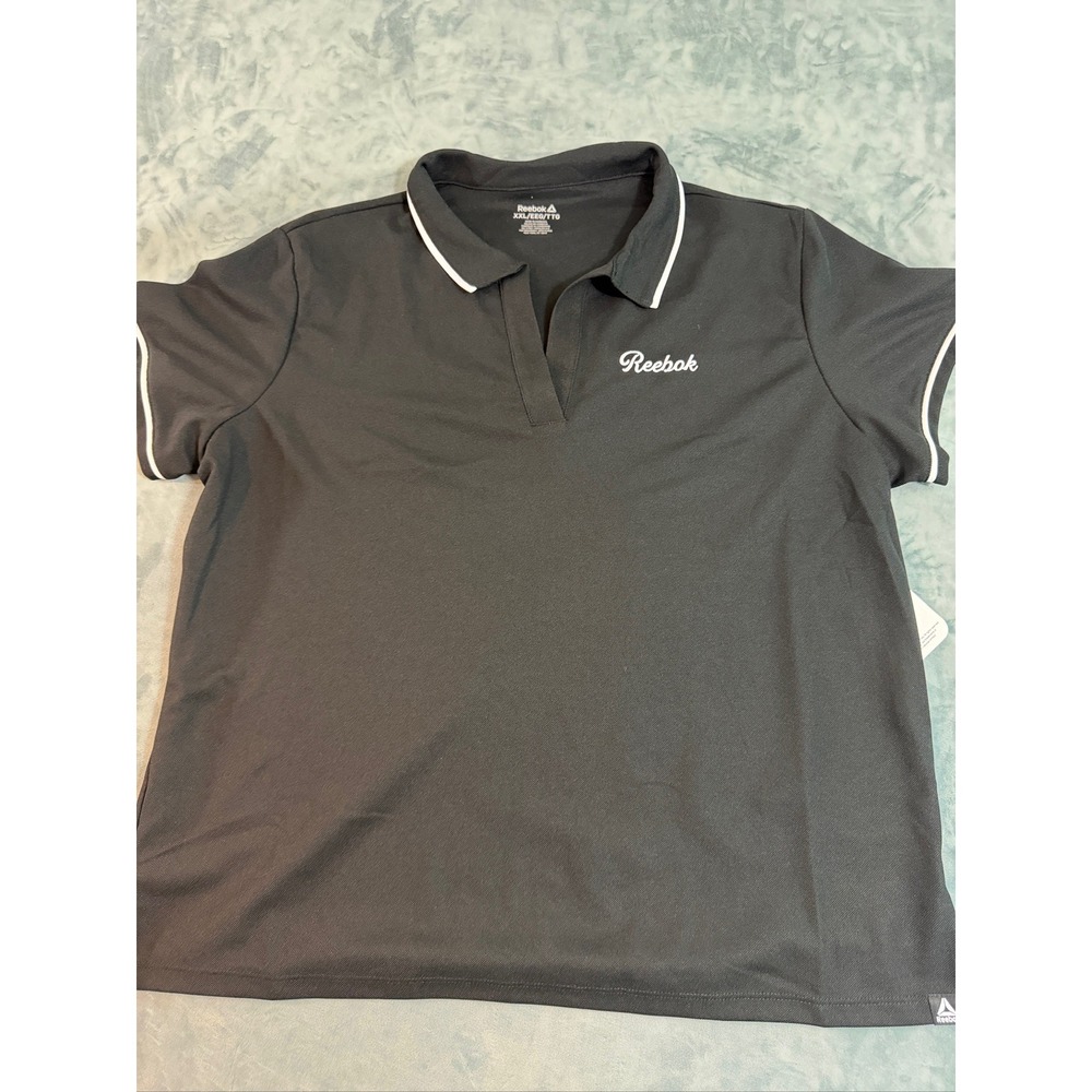 Reebok Womens RBK-DRY Performance Polo Shirt Black White XXL Slim Fit NWT